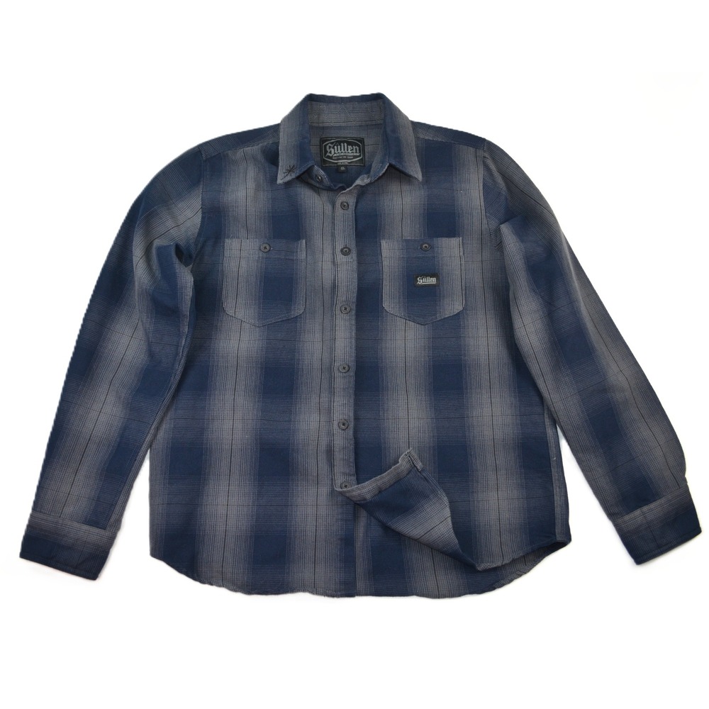 Sullen Art Collective Mens Blue Plaid Long Sleeve Button Up‎ Shirt Size S